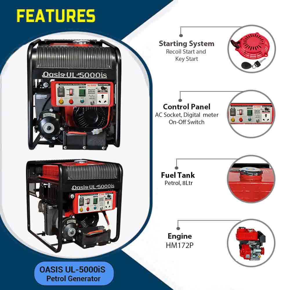 Recoil Start & Self Start ,5 KVA Genset ,Oasis UL-5000is